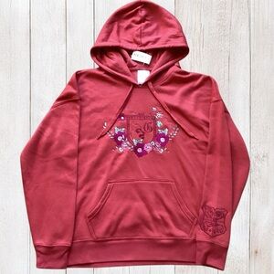 Stylish Harry Potter Gryffindor Red Hoodie With Embroidered Floral Accents